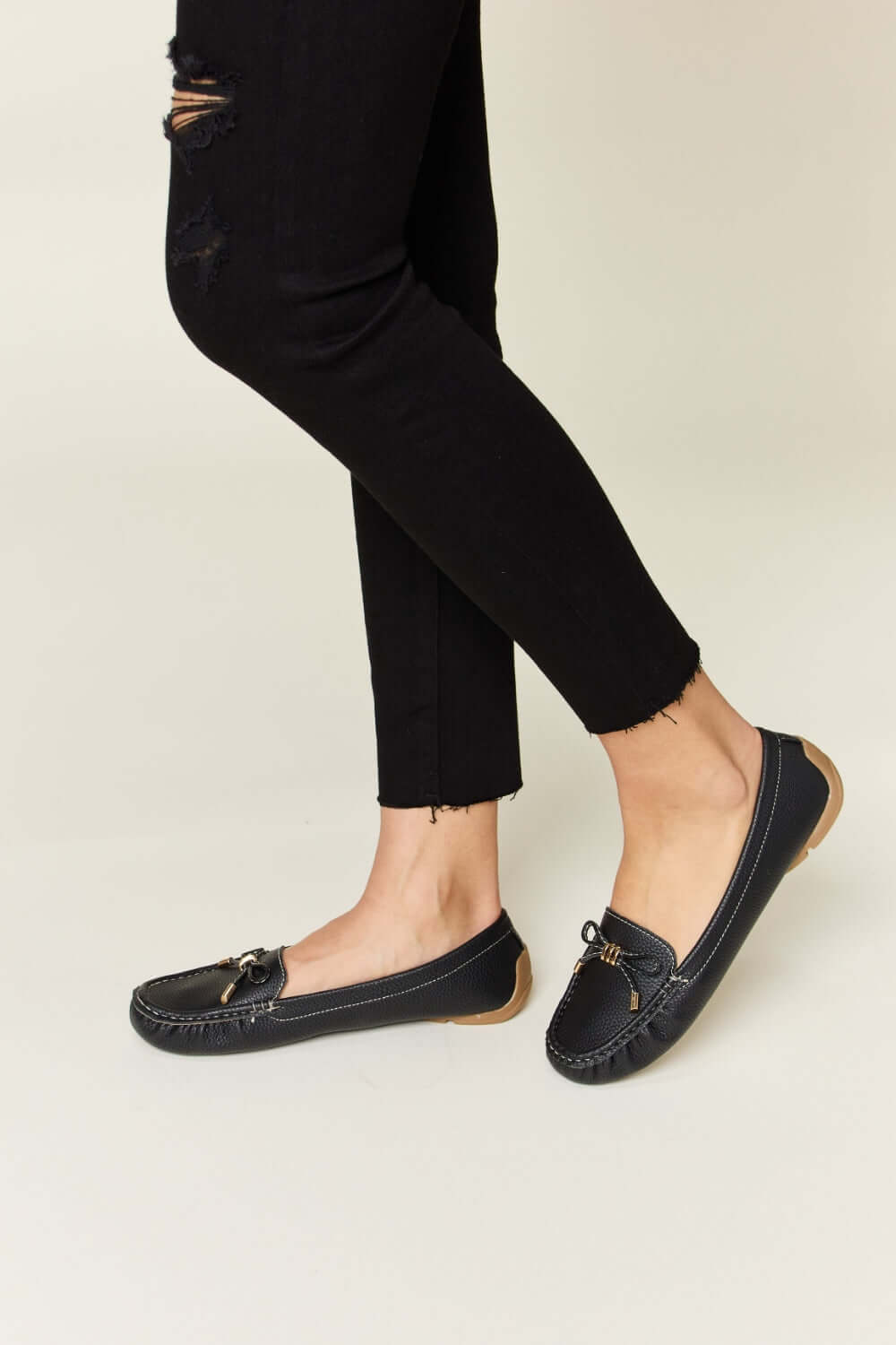 FOREVER LINK Slip On Bow Flats Loafers at Bella Road