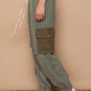 Distressed Cargo Denim Jogger with Crochet Pockets