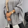 Bella Road Round Neck Batwing Sleeve Sweater - Gray