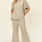 DOUBLE TAKE Full Size Texture Short Sleeve Top and Pants Set at Bella Road