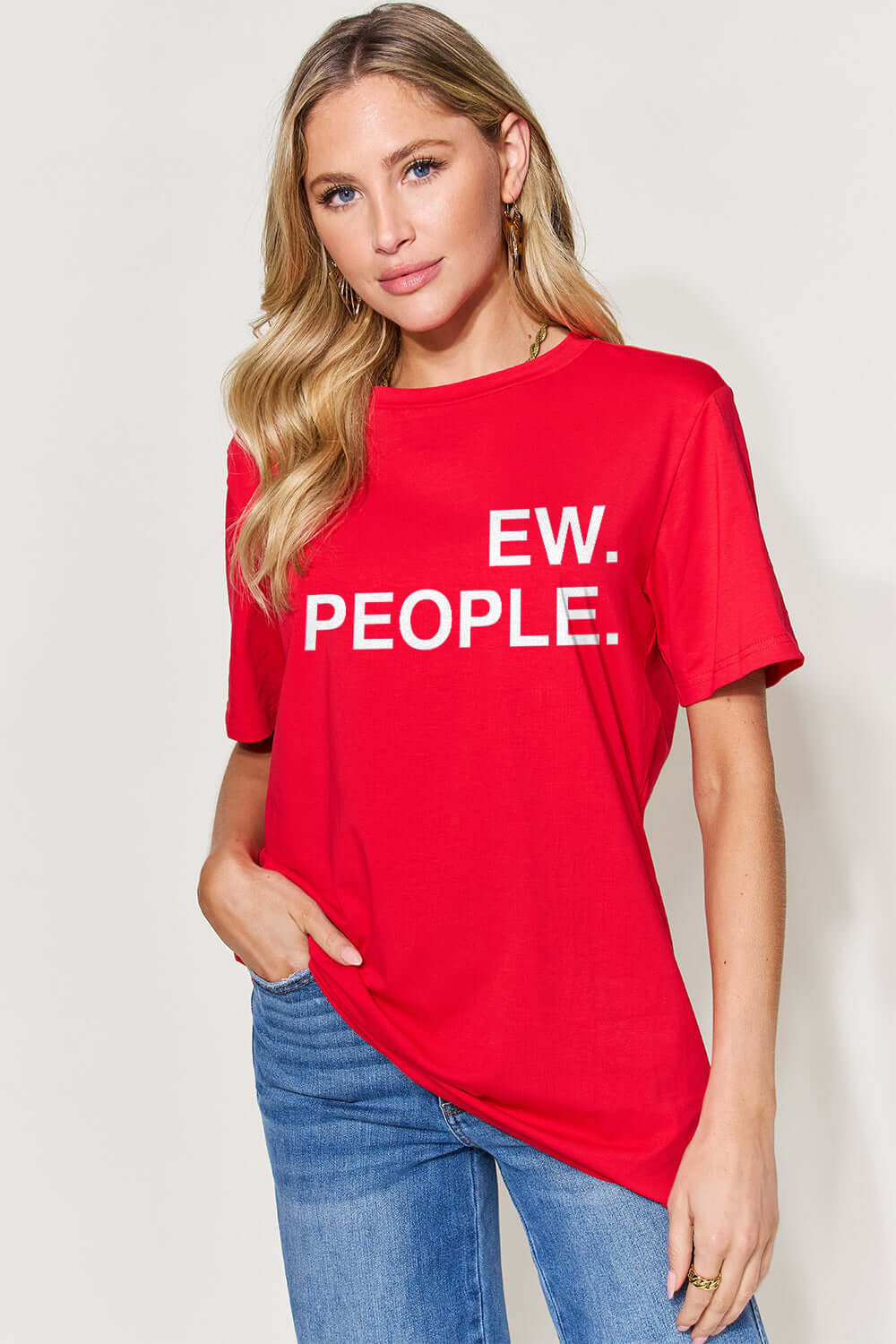 SIMPLY LOVE Full Size EW. PEOPLE Graphic Round Neck T-Shirt at Bella Road