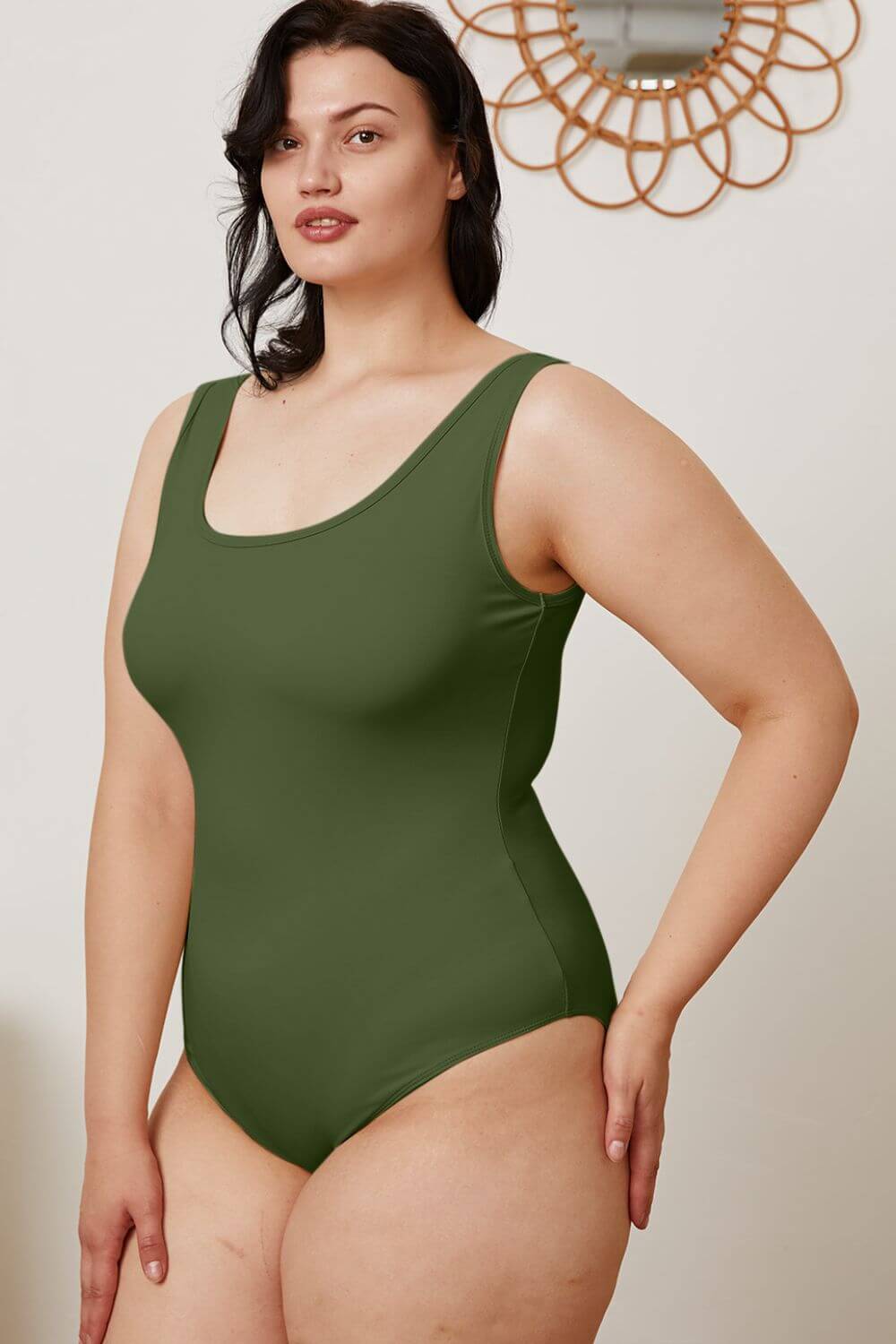 BASIC BAE Full Size Square Neck Sleeveless Bodysuit at Bella Road