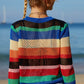 BELLA ROAD Rainbow Stripe Openwork Long Sleeve Cover-Up at Bella Road