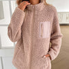 Ivy Lane Zip Up Long Sleeve Fuzzy Jacket - Watermelon pink