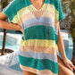 BELLA ROAD Openwork Striped V-Neck Short Sleeve Cover Up at Bella Road