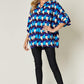 DOUBLE TAKE Full Size Geometric Notched Half Sleeve Blouse at Bella Road