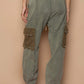 Distressed Cargo Denim Jogger with Crochet Pockets