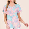 Floral Short Sleeve T-Shirt - Aqua Pink