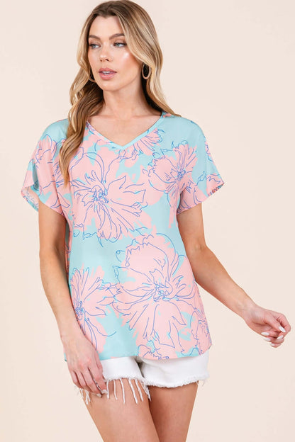 BOMBOM Floral Short Sleeve T-Shirt at Bella Road