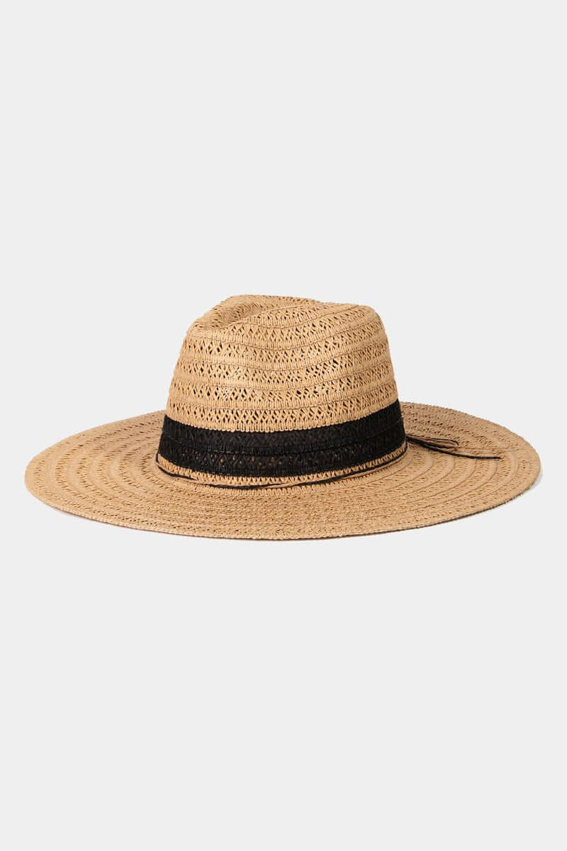 FAME Contrast Straw Braided Sun Hat at Bella Road