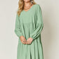 DOUBLE TAKE Full Size V-Neck Balloon Sleeve Tiered Dress at Bella Road