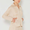 Pleated Hood Jacket with 2 Way Zipper - Beige