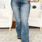 High Waist Tummy Control Flare Jeans from Judy Blue Jeans styled with black top and sandals