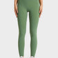 Ultra soft high waist leggings in green, perfect for yoga and athleisure, featuring a comfy elastic waistband.