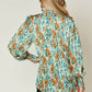 DOUBLE TAKE Full Size Printed Smocked Long Sleeve Blouse at Bella Road