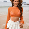 Openwork Long Sleeve Cover-Up - Pumpkin