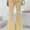 Bella Road Pocketed Raw Hem Flare Jeans - Ivory