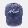 Washed ATLANTA Embroidered Baseball Cap - Atlanta Navy