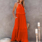 Ruffled Sleeveless Tiered Maxi Dress with Pockets