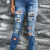 Bella Road Distressed Straight Jeans with Pockets - Orange