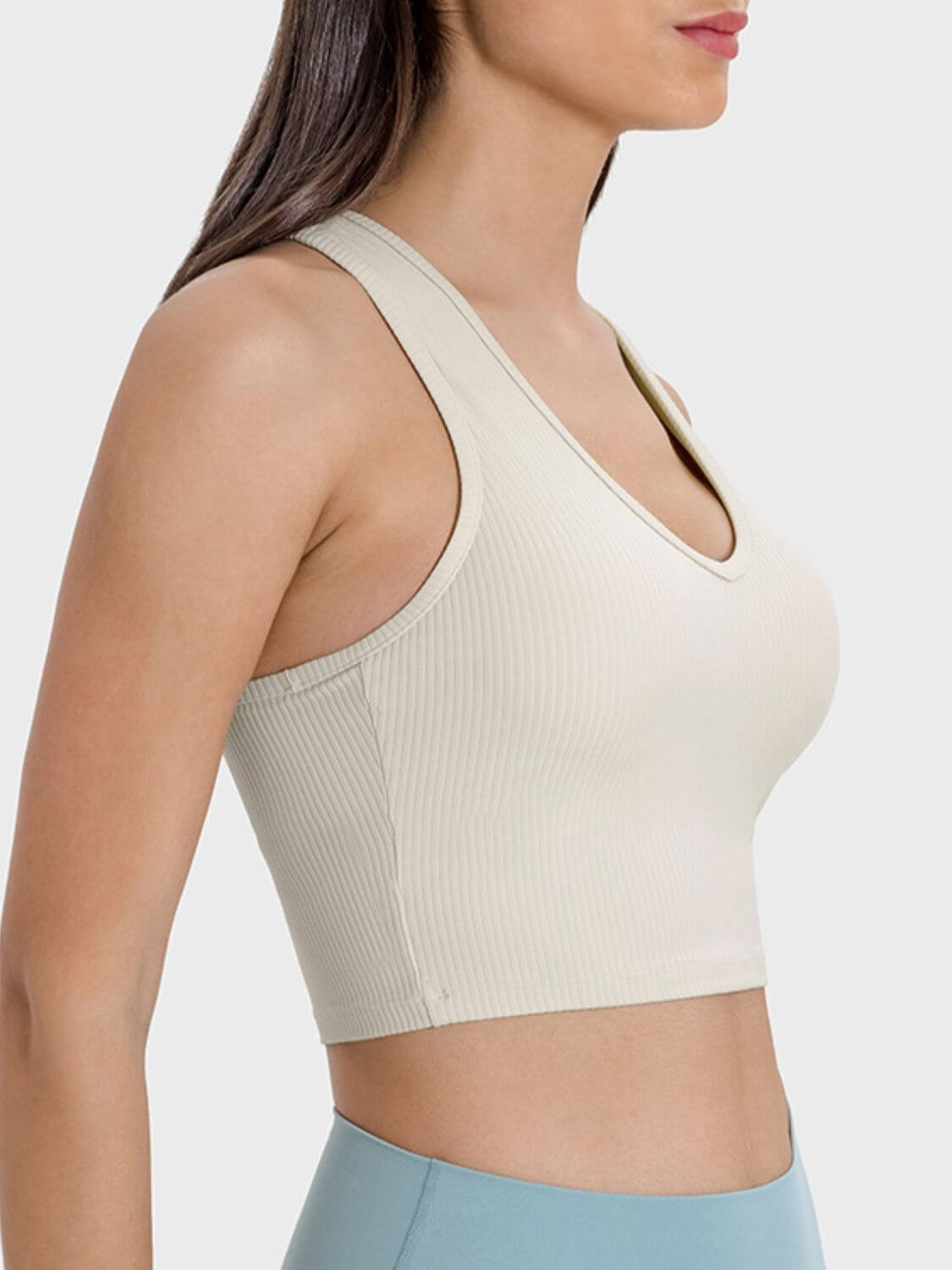 Millennia Scoop Neck Wide Strap Active Tank in light color, showcasing a comfortable fit and stylish design for workouts.