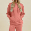 Air Scuba Drawstring Long Sleeve Hoodie with Kangaroo Pocket - Coral