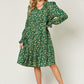 DOUBLE TAKE Full Size Printed Ruffle Hem Long Sleeve Dress at Bella Road