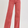 RISEN Full Size High Rise Tummy Control Wide Leg Jeans - Brick