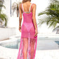 BELLA ROAD Fringe Openwork Spaghetti Strap Cover Up at Bella Road