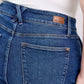 Close-up of Judy Blue plus size double button waistband denim shorts showcasing flattering high-waisted design.