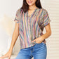 DOUBLE TAKE Multicolored Stripe Notched Neck Top at Bella Road