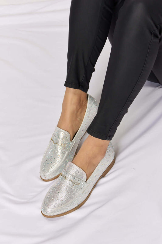 FOREVER LINK Rhinestone Point Toe Loafers at Bella Road