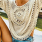 Bella Road Swim Cover Up with trendy crochet design and fringes, perfect for beach days and showcasing swimwear.