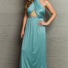 Know Your Worth Criss Cross Halter Neck Maxi Dress - Teal