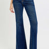 RISEN Tummy Control Frayed Hem Flare Jeans - Dark