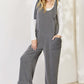 CELESTE Full Size Ribbed Tie Shoulder Sleeveless Ankle Overalls at Bella Road