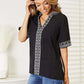 DOUBLE TAKE Embroidered Notched Neck Top at Bella Road