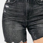 High Waist Tummy Control Black Denim Shorts by Judy Blue Jeans, featuring a slimming design and distressed details for a trendy summer look