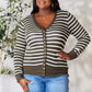 Full Size Striped Snap Down Cardigan