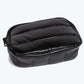 Black quilted nylon crossbody bag showcasing a stylish, practical design perfect for everyday accessories.