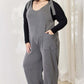 CELESTE Full Size Ribbed Tie Shoulder Sleeveless Ankle Overalls at Bella Road