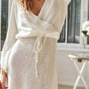 Tied Surplice Long Sleeve Cover Up - White