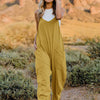 Sleeveless V-Neck Pocketed Jumpsuit | Full Size - Banana Yellow