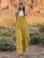 DOUBLE TAKE Full Size Sleeveless V-Neck Pocketed Jumpsuit at Bella Road