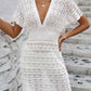 BELLA ROAD Openwork Plunge Short Sleeve Cover-Up Dress at Bella Road