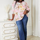 DOUBLE TAKE Floral Round Neck Three-Quarter Sleeve Top at Bella Road