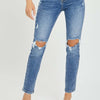 RISEN High Rise Knee Distressed Skinny Jeans - Medium