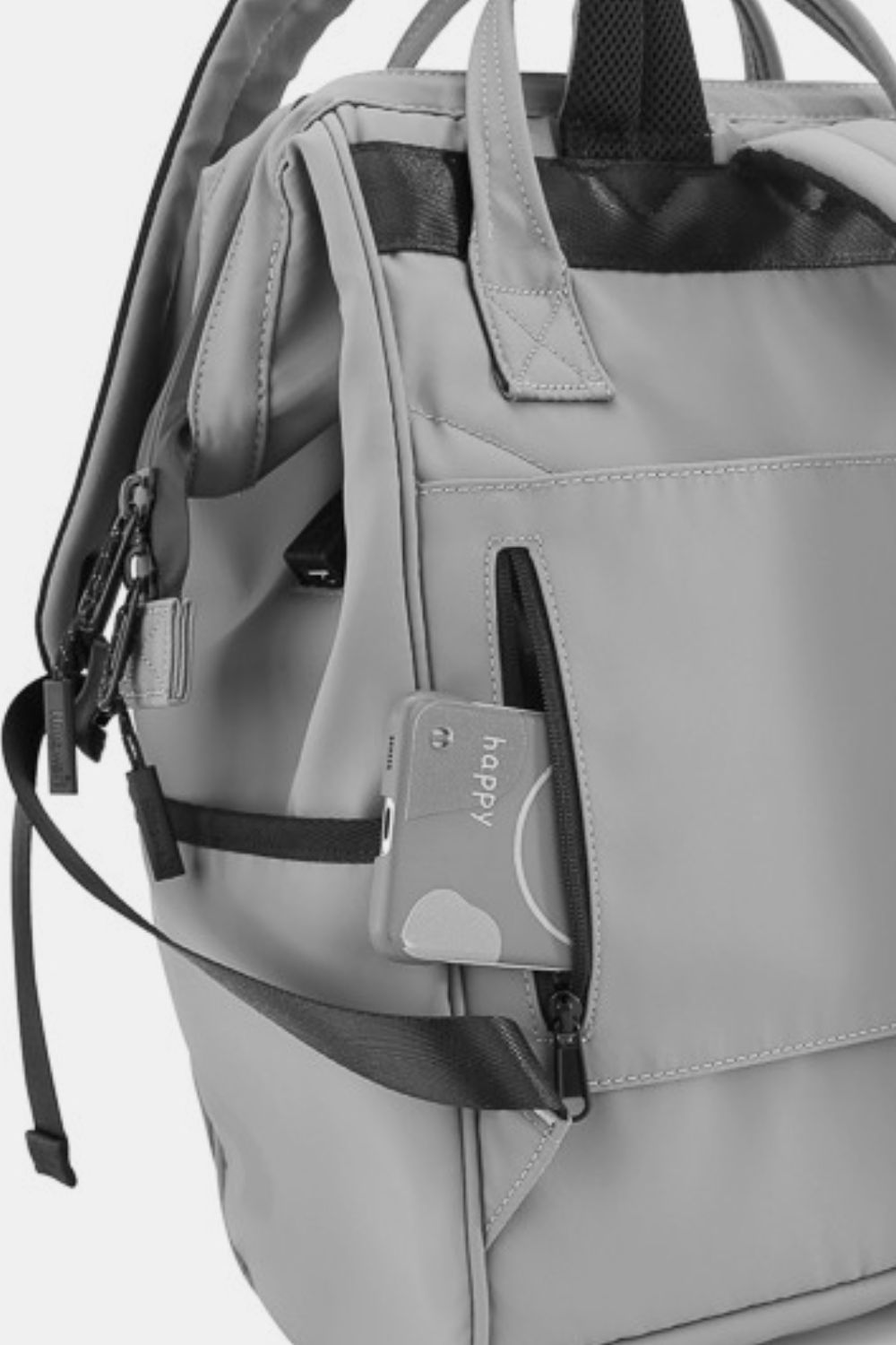 Himawari waterproof backpack in gray with USB port and side pocket perfect for travel and school essentials