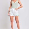 Distressed Frayed Hem Denim Shorts - White