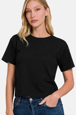 ZENANA Round Neck Short Sleeve Cropped T-Shirt at Bella Road